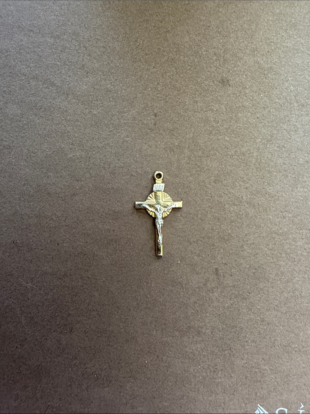 Gold Tone Crucifix Pendant